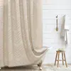 Cortina de ducha de alta venta transfronteriza en Amazon, tela de poliéster, estilo bohemio con cortes, impermeable, engrosada, color sólido con borlas