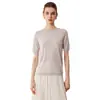 Suéter de Lana 100% Pura Merino Finamente Hilada para Mujer, Cuello Redondo, Suéter Básico de Punto de Manga Corta, Top Versátil, Sin Costuras