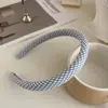 Diadema con Diseño de Corona Alta para Hacer que el Rostro Parezca Más Pequeño, Lujo Ligero, Antideslizante, Tejido, Patrón de Cuadros y Lunares, Sensación de Alta Gama para Adultos y Mujeres Jóvenes