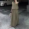 Camiseta sin mangas casual de color liso 2026 para vacaciones de verano, fresca, estilo capullo, con falda de cintura elástica para mujer, modelo nuevo