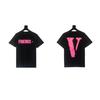 2024 VLONE Camiseta de Manga Corta Serie V Grande Estampado de Estrella V Camiseta de Manga Corta para Parejas Hombres y Mujeres Tendencia High Street Personalizada