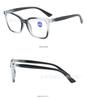 Gafas de lectura de moda transfronterizas con patillas de resorte anti-luz azul para mujer, gafas de lectura cuadradas, cómodas gafas de lectura HD