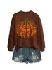 Amazon eBay sitio independiente moda casual elegante mujer libro calabaza cuello redondo manga larga sudadera para exportación