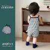 Mameluco con Tirantes Estilo Coreano para Bebé Niño Pequeño Transpirable Rayado para Salir Mono de Verano Ropa Elegante para Bebé