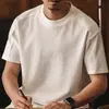 Camiseta Jacquard Estilo Old Money Retro Americano de Luxo Leve, Nova Blusa Solta Masculina de Manga Curta para o Verão