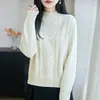 Novo suéter feminino de gola alta parcial para outono e inverno, peça interna estilosa, caimento solto, plus size, espessado, cor sólida, blusa base de tricô, moderno