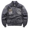 8958 Calle principal americana industria pesada desgastado cuello alto estilo motocicleta Chaqueta de mezclilla marca de moda abrigo dobladillo precio de control 238 yuan