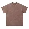 Camiseta de Verano Nueva de Algodón Puro de Color Sólido con Mangas Cortas, Estilo Retro Americano Desgastado Lavado, Top Fresco con Estilo