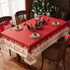 Toalha de Mesa de Natal Impermeável e à Prova de Óleo, Não Precisa Lavar, Decoração Festiva Vermelha de Ano Novo, Toalha de Mesa de Centro, Toalha de Mesa Atmosférica para Sala de Jantar