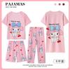 Pijama de Dibujos Animados de Verano Cuatro Piezas Ropa de Casa Seda de Leche Cuello Redondo Infantil Manga Corta Imitación Algodón Sudeste Asiático Transfronterizo
