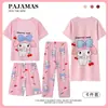 Pijama de Verano para Niños Camisón de Dibujos Animados Ropa de Casa para Niñas Pantalones Cortos de Manga Corta para Niños Conjunto de Cuatro Piezas Ropa Infantil al por Mayor
