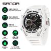 Relógio Sanda para Jovens Cronógrafo Multifuncional Masculino Casual Moda À Prova D'água Luminoso Display Duplo Eletrônico Dropshipping
