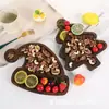 Decoración Creativa de Navidad Bandeja de Madera para el Hogar Bandeja de Almacenamiento de Snacks y Frutas Bandeja de Comida para Bebés Compartimentada Bandeja de Cena de Madera Maciza