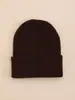 Chapéu de Tricô Circular Liso de Cor Sólida para Homens e Mulheres Gorro de Inverno Acrílico Gorro Liso Quente