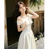 Vestido de lunares estilo Miu con escote asimétrico, talla grande, para mujeres ligeramente rellenitas, estilo coreano, juvenil y que ciñe la cintura, vestido de verano