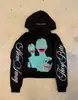 Moletom com Capuz Estampado de Desenho Animado Criativo Wish Export Manga Longa Pulôver Casual Retrô Streetwear Tendência Top