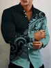 Camisa de hombre de otoño nueva con estampado digital 3D transfronteriza europea y americana, camisa de manga larga con solapa, estampado genial