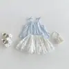 Falda de Verano Nueva Jacquard con Correa de Lazo Dianxi para Bebés Niñas, Falda Media Dulce Estilo Coreano con Adorno de Encaje