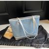 Bolso Tote Bloque de Color en Mezclilla Transfronterizo 2026 Nueva Moda Nicho Grande para Viajar Bolso de Hombro de Gran Capacidad Retro para Mujer