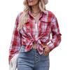 2024 Amazon Outono e Inverno Novo Transfronteiriço Europeu e Americano Moda Casual Oversize Solto Camisa Xadrez