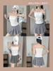 Camisole Liso Colorido Plissado Spice Girls Feminino Verão Novo Estilo Peça Externa Look Slim Interno Top Curto com Bojo