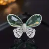 Anel Aberto Borboleta Azul Real Retrô com Zircônia Colorida Incrustado com Zircônia Personalidade Toque de Luxo Leve Anel de Design de Nicho Anel Feminino