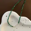 Colar de Suéter com Contas de Pedra Ágata Vermelha Turquesa Natural para Mulheres, Acessórios de Camada para Primavera, Corrente de Clavícula de Alta Qualidade