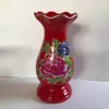 Jarrón de esmalte rojo estilo chino arreglo floral para sala de estar decoraciones de flores secas adornos de cerámica decoración de sala modelo simple creativo