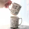 Caneca de Cerâmica de 480ml com Padrões Fofos de Gato e Cachorro, Presente Souvenir, Caneca de Grande Capacidade para Beber Água e Café, Fábrica de Liling