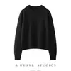 Nuevo estilo europeo ropa de mujer corta de fibra de algodón autocalentable estilo perezoso ajuste ceñido sudadera holgada de manga corta