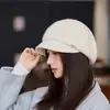 Boina Retrô Feminina Estilo Coreano Chapéu Bico de Pato Versátil Estilo Europeu e Americano Britânico Chapéu de Lã Quente Estilo Chanel