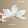 Grampo de cabelo com textura de pintura a óleo de temperamento retrô, floral, pérola, tubarão, para mulheres, 2026, novo, grampo de cabelo para a parte de trás da cabeça, ferramenta de modelagem de cabelo