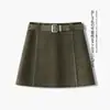 Falda Corta de Suede Maillard Retro de Cintura Alta Adelgazante para Mujer Otoño/Invierno Temperamento Versátil Ajustada a la Cadera