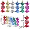 Pingente de doce espiral de açúcar plano pintado brilhante de Natal transfronteiriço, enfeites pendentes para árvore de Natal, decorações de Natal, atacado