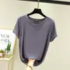 Camiseta Interior Básica de Verano Nueva, Manga Corta, Cuello Redondo, Color Puro, Pulóver, Top para Mujer, Camisa Fresca para Poner Debajo Trbottomy