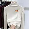 Ropa interior de felpa para niñas Otoño Invierno Nuevo Estilo Cuello medio alto fruncido Elegante Cálido Top interior para niños medianos y grandes Manga larga
