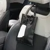 Caixa de Lenços para Carro Chuva Azul, Estilo Chanel, Sensação de Luxo, Porta-Lenços para Carro, Caixa de Lenços Montada no Encosto do Banco do Carro em Couro