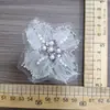 [bordado tridimensional] parches de corazón con cuentas blancas tela de malla con flores pegatinas encaje hecho a mano DIY accesorios