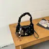 Bolsa transversal de corrente, estilo coreano, design requintado de nuvens com bolinhas, novo estilo doce e fresco com design plissado, estilosa