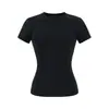 Camiseta Corta de Manga Corta con Cuello Redondo Simple de Moda Verano Nuevo Versátil Ajustado Casual Base de Tencel Lino Top