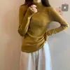 Linda Camisa Base de Tricô Rosa Estilo Coreano para Mulheres, Única e Super Estilosa para Outono e Inverno, Modelagem Justa e Valoriza o Corpo