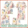 Pijama de Algodón Imitación de Cuatro Piezas para Mujer Verano Dibujos Animados Camisón Delgado Casual Holgado Tallas Grandes Manga Corta Conjunto de Ropa para el Hogar