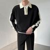 Chaqueta exterior de otoño e invierno para hombre, suéter coreano con solapa suelta, marca de moda, suéter de punto a juego con colores INS