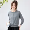 Tejido de Punto con Cuello en V 2026 Nuevo Estilo Primavera y Otoño Suéter Brillante de Seda con Pedrería Versátil Adelgazante Cárdigan Corto Top para Mujer