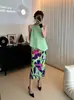 Falda Plisada Miyake Divertida y Linda con Estampado Floral y Tejido Transpirable, Falda Media Estilo Perezoso Primavera/Verano 2026