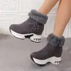Botas de Nieve Gruesas para Otoño e Invierno, Talla Grande, Moda de Tacón Ultra Alto, Zapatos de Algodón Cálidos, Botines Cortos de Color Sólido hasta la Mitad de la Pantorrilla, Superventas Transfronterizos