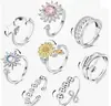 Anillo Giratorio de Plata Tailandesa para la Ansiedad Anillo para el Dedo Índice Multi-Círculo Cuentas de Transferencia Auspicioso Transferencia Moda Coreana Regalo para Novia