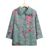 Cárdigan de verano de la abuela, camisa fina de cuello para mamá, ropa para personas mayores, camisa de verano de la abuela, top estampado talla grande