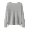 Suéter Feminino de Cashmere com Manga Longa, Nova Moda, Quente, Versátil, Elegante, Cor Sólida, Gola Redonda, Proteção contra o Frio