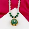 Collar de Jade Blanco, Collar de Madreperla con Cuentas Redondas de Jade Blanco de 8 mm, Colgante de Calabaza con Hebilla de Seguridad, Nueva Joyería Transfronteriza para Transmisión en Vivo